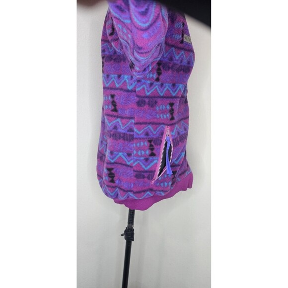 Vtg Columbia Fleece Jacket Full Zip Aztec Southwest Print Sz XL Purple Blue 90's - Picture 11 of 16
